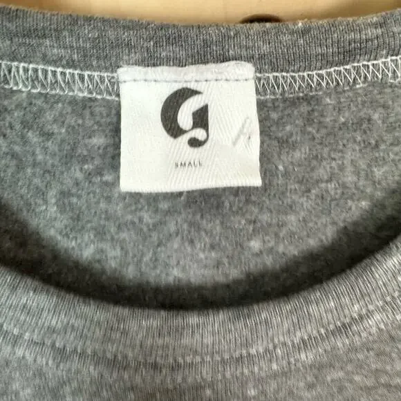 Glossier Women’s Relaxed Fit Raglan Logo Heather Gray Sweatshirt Size Small - Picture 5 of 6